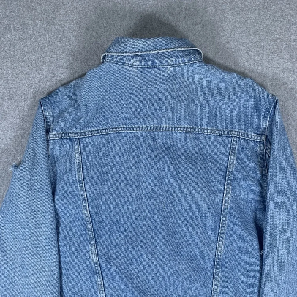 Levi's Trucker Jacket Mens Small Blue Distressed Denim Light Wash WaterLess